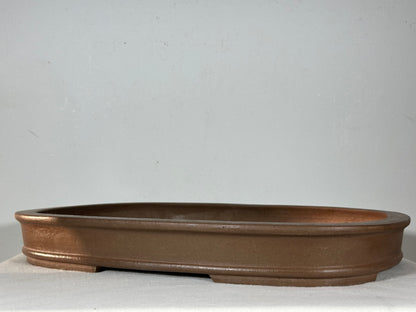 Preowned Japanese Tokoname Unglazed Rectangular Shallow Bonsai Pot Seizan - 15.75” By 11.25”