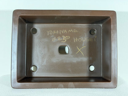 Preowned Vintage Japanese Tokoname Unglazed Rectangular Bonsai Pot Housei - 12.25” By 9.25”