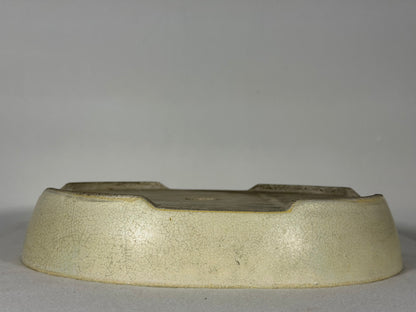 Preowned Japanese Tokoname Glazed Oval Bonsai Pot Mazan Terahata - 11.25” By 9.5”