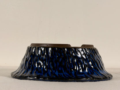 Preowned Japanese Tokoname Glazed Round Bonsai Pot Has Patina - 6.25” By 2”