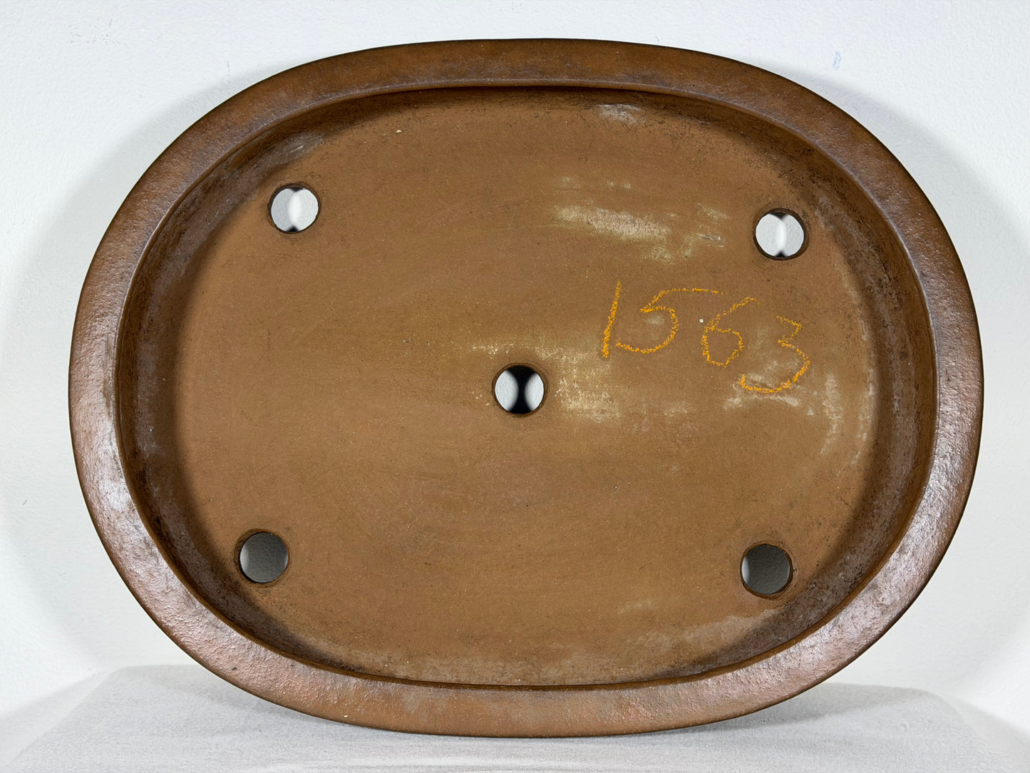 Preowned Japanese Tokoname Unglazed Oval Bonsai Pot Kizan - 16” By 12.5”
