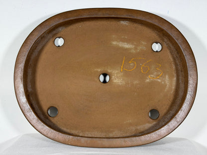Preowned Japanese Tokoname Unglazed Oval Bonsai Pot Kizan - 16” By 12.5”
