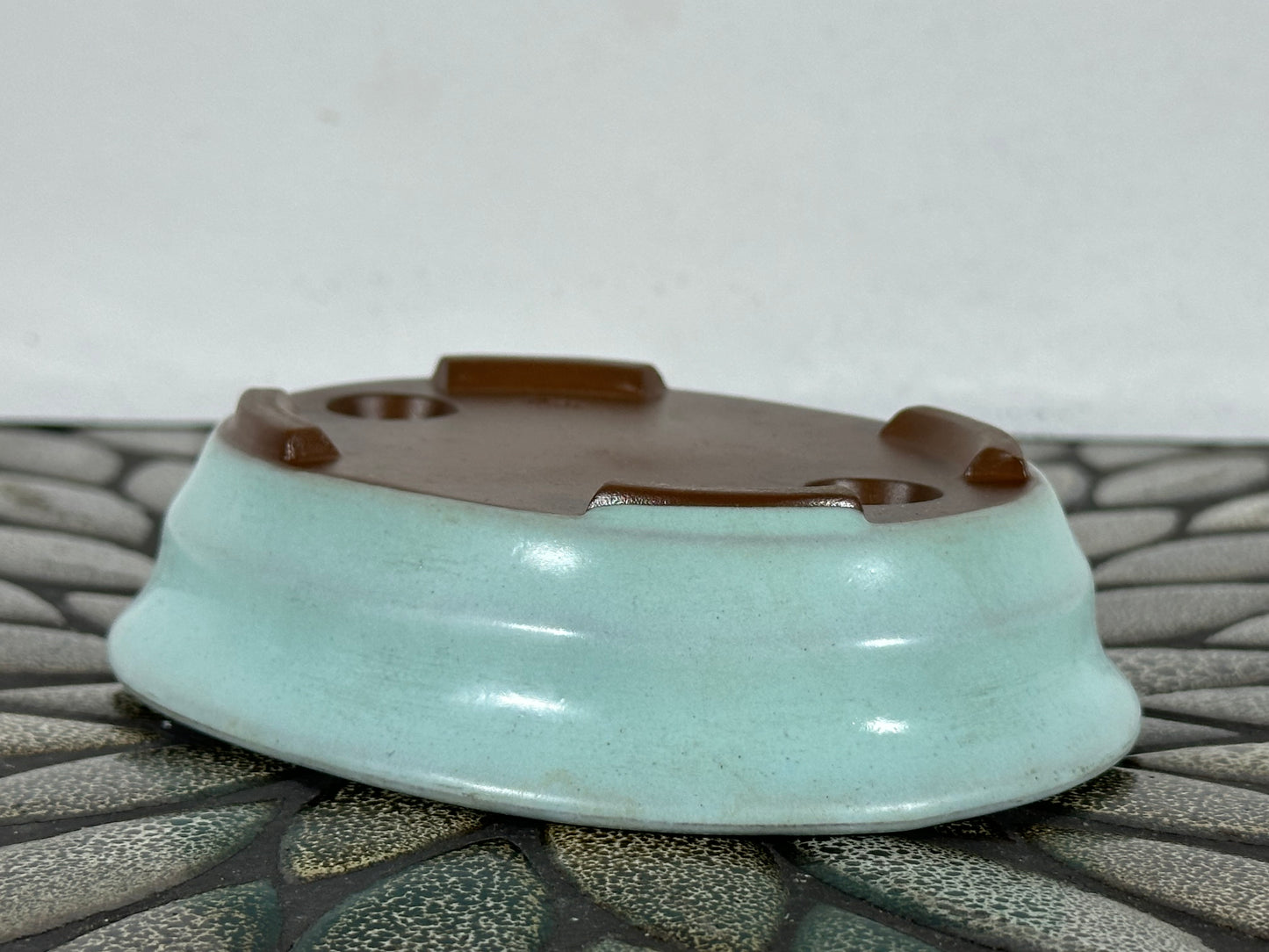 Preowned Japanese Tokoname Glazed Oval Bonsai Pot - 5.5” By 4 3/8”