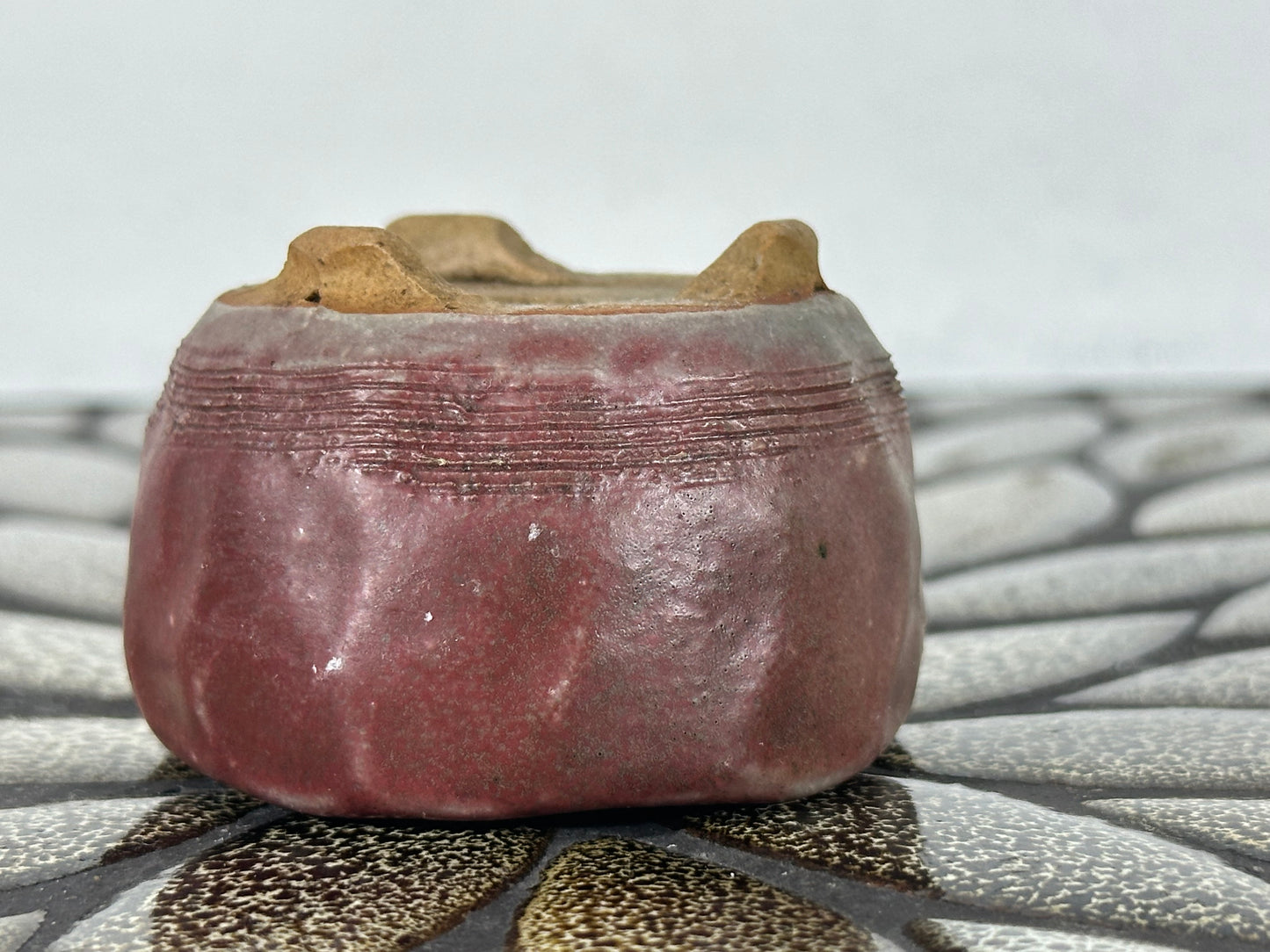 Preowned Japanese Tokoname Glazed Round Bonsai Pot - 2 3/8” By 1.5”