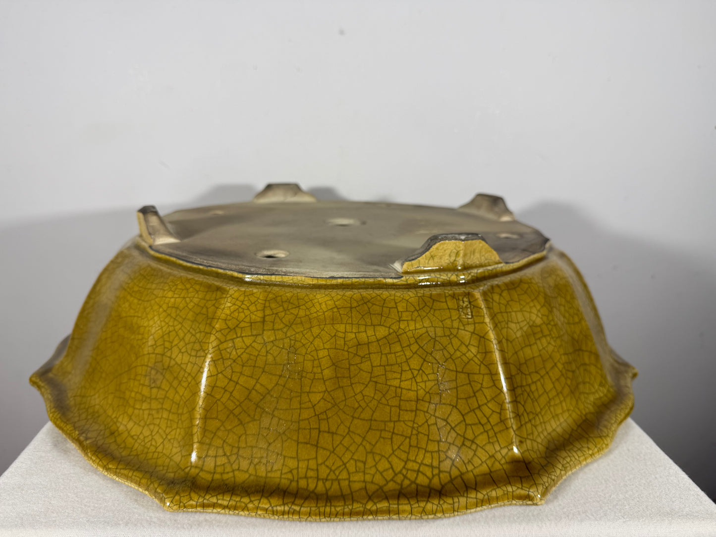 Preowned Japanese Tokoname Glazed Rinka Style Bonsai Pot Mazan Terahata - 20.75” By 20”
