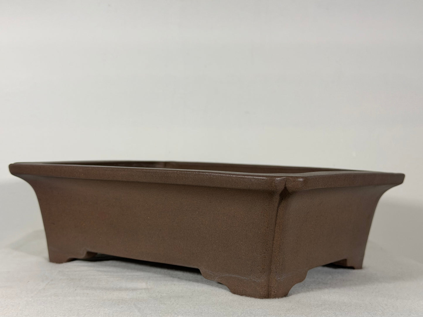 Preowned Japanese Tokoname Unglazed Rectangular Bonsai Pot Keizan - 12” By 9.25”