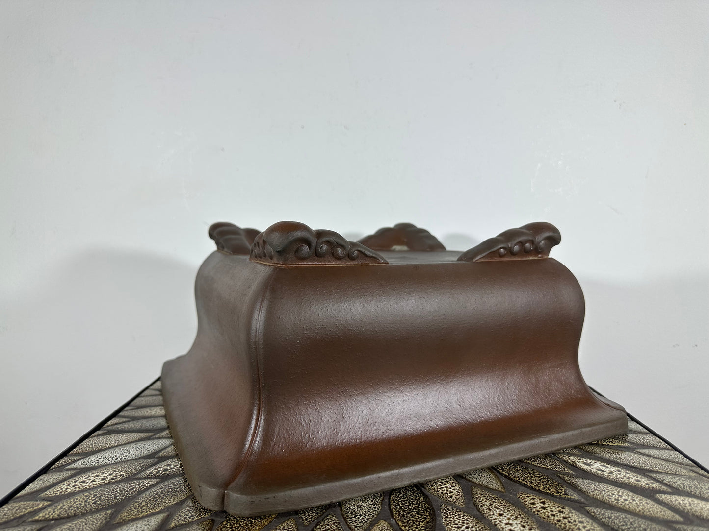 Preowned Japanese Tokoname Square Bonsai Pot Tazan - 12.75” By 6”