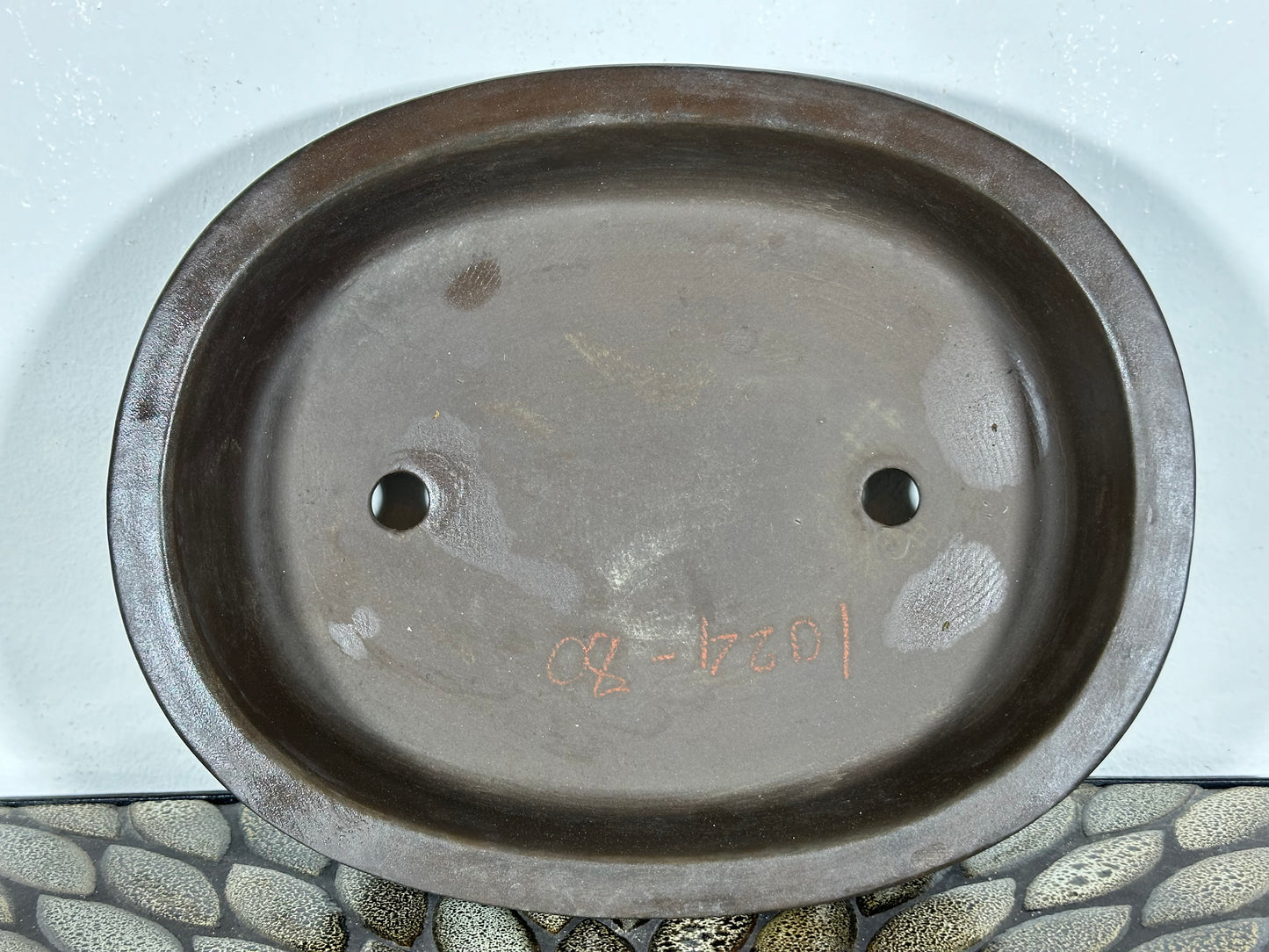 Preowned Japanese Tokoname Unglazed Oval Bonsai Pot Kaiyou - 11” By 8.75”