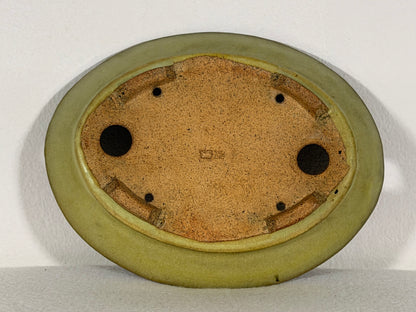 Preowned Japanese Tokoname Glazed Oval Bonsai Pot Hatutori - 6.5” By 5”