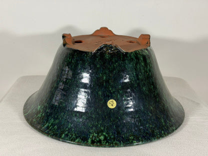 New Japanese Tokoname Glazed Round Bonsai Pot Syuhou Yoshimura - 12.25” By 5.5”