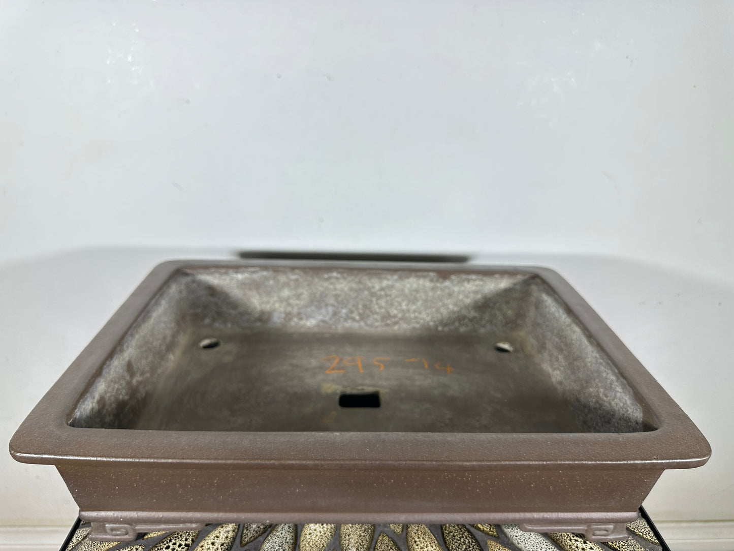 Preowned Vintage Japanese Tokoname Unglazed Rectangular Bonsai Pot Kataoka - 16.5” By 11.75”