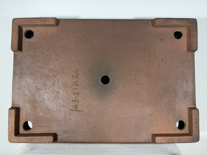 Preowned Japanese Tokoname Unglazed Shallow Rectangular Bonsai Pot Syouzan - 19.5” x 14” x 3.5”