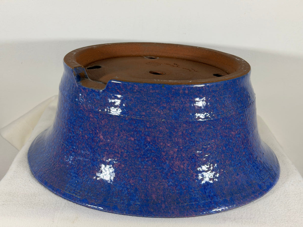 New Japanese Tokoname Glazed Round Bonsai Pot Syuhou Yoshimura - 15.25” By 5.75”