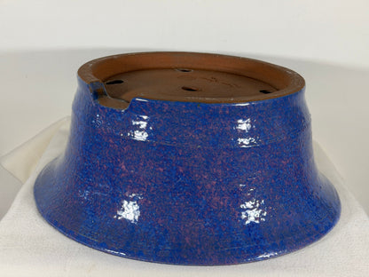 New Japanese Tokoname Glazed Round Bonsai Pot Syuhou Yoshimura - 15.25” By 5.75”