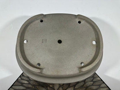 Preowned Japanese Tokoname Unglazed Oval Bonsai Pot Seizan - 16.5” By 13.35”