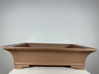 Preowned Japanese Tokoname Unglazed Rectangular Bonsai Pot Seizan - 19.5” By 14.25”