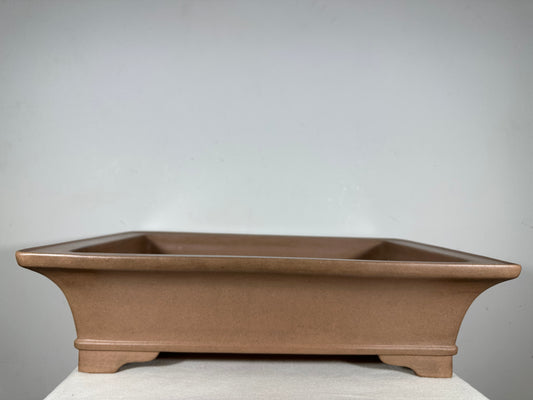 Preowned Japanese Tokoname Unglazed Rectangular Bonsai Pot Seizan - 19.5” By 14.25”