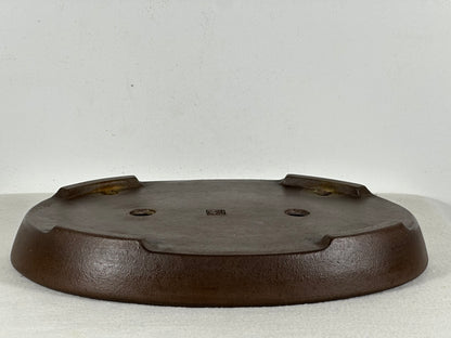 Preowned Japanese Tokoname Unglazed Oval Shallow Bonsai Pot Seizan - 12.5” By 9”