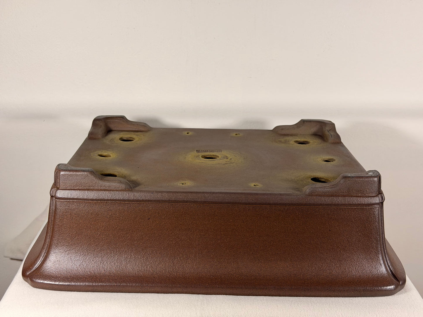 Preowned Japanese Tokoname Unglazed Rectangular Bonsai Pot Yuji Nakano - 16.25” By 13”