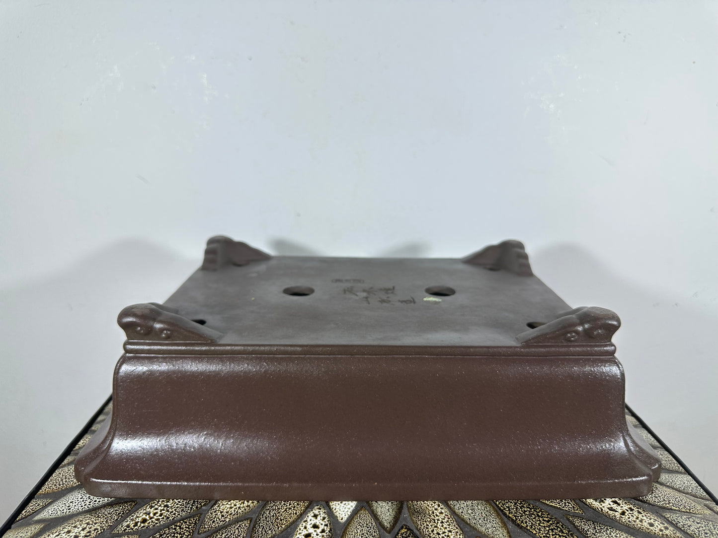 Preowned Japanese Tokoname Unglazed Rectangular Bonsai Pot Yamaaki - 14.5” By 11”