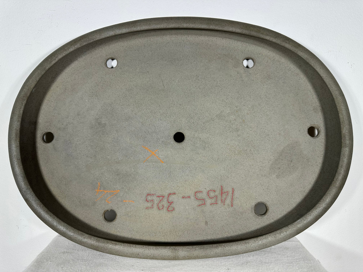 Preowned Japanese Tokoname Unglazed Oval Shallow Bonsai Pot Seizan - 20.5” By 14.5”