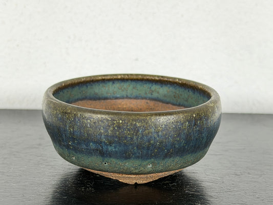 Preowned Japanese Tokoname Glazed Round Bonsai Pot - 2.25” By 1”