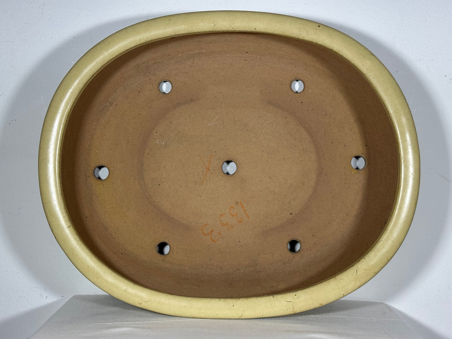 Preowned Vintage Japanese Tokoname  Glazed Oval Bonsai Pot Reiho - 17.5” By 14.25”