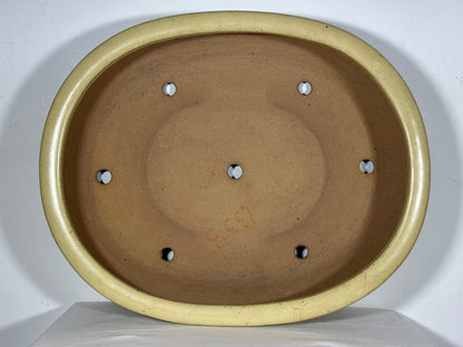 Preowned Vintage Japanese Tokoname  Glazed Oval Bonsai Pot Reiho - 17.5” By 14.25”