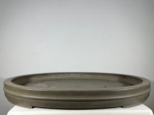 Preowned Japanese Tokoname Unglazed Oval Shallow Bonsai Pot Seizan - 24.25” By 17.25”