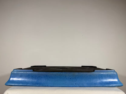 Preowned Japanese Tokoname Glazed Shallow Rectangular Bonsai Pot Aiba Koyo - 19” x 13” x 2.5”