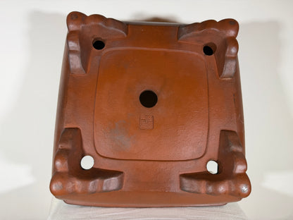 Preowned Japanese Tokoname Unglazed Square Bonsai Pot Syouzan - 16.25” By 7.5”