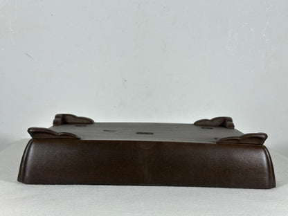 Preowned Japanese Tokoname Unglazed Shallow Rectangular Bonsai Pot - 10.75” By 7.75”