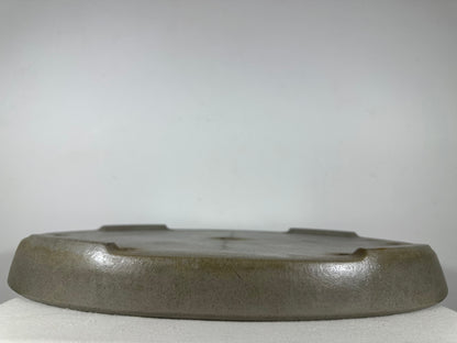 Preowned Japanese Tokoname Unglazed Oval Shallow Bonsai Pot Seizan - 20.75” By 14.75”