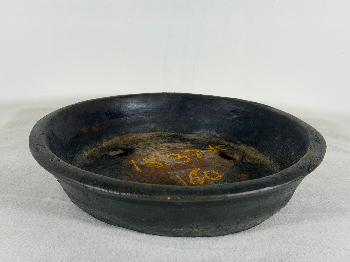 Preowned Japanese Tokoname Unglazed Nanban Style Bonsai Pot Has Stamp - 10.25” By 2”