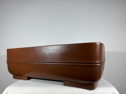 Preowned Japanese Tokoname Unglazed Rectangular Bonsai Pot Syouzan - 19.75” x 15.25” x 6.5”