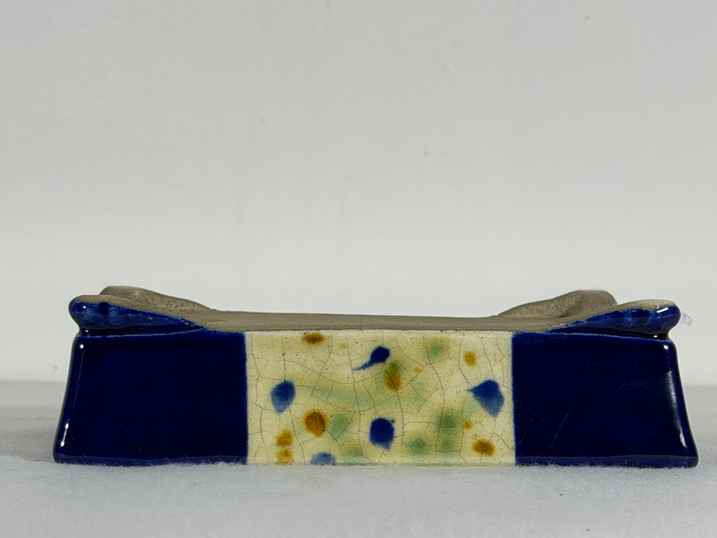 Preowned Japanese Tokoname Glazed Rectangular Bonsai Pot Satomi - 6.25” By 4.5”