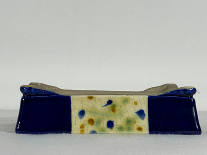 Preowned Japanese Tokoname Glazed Rectangular Bonsai Pot Satomi - 6.25” By 4.5”