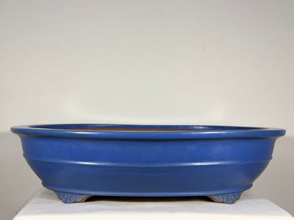 Preowned Japanese Tokoname Glazed Oval Bonsai Pot Reiho - 20.25” By 16”