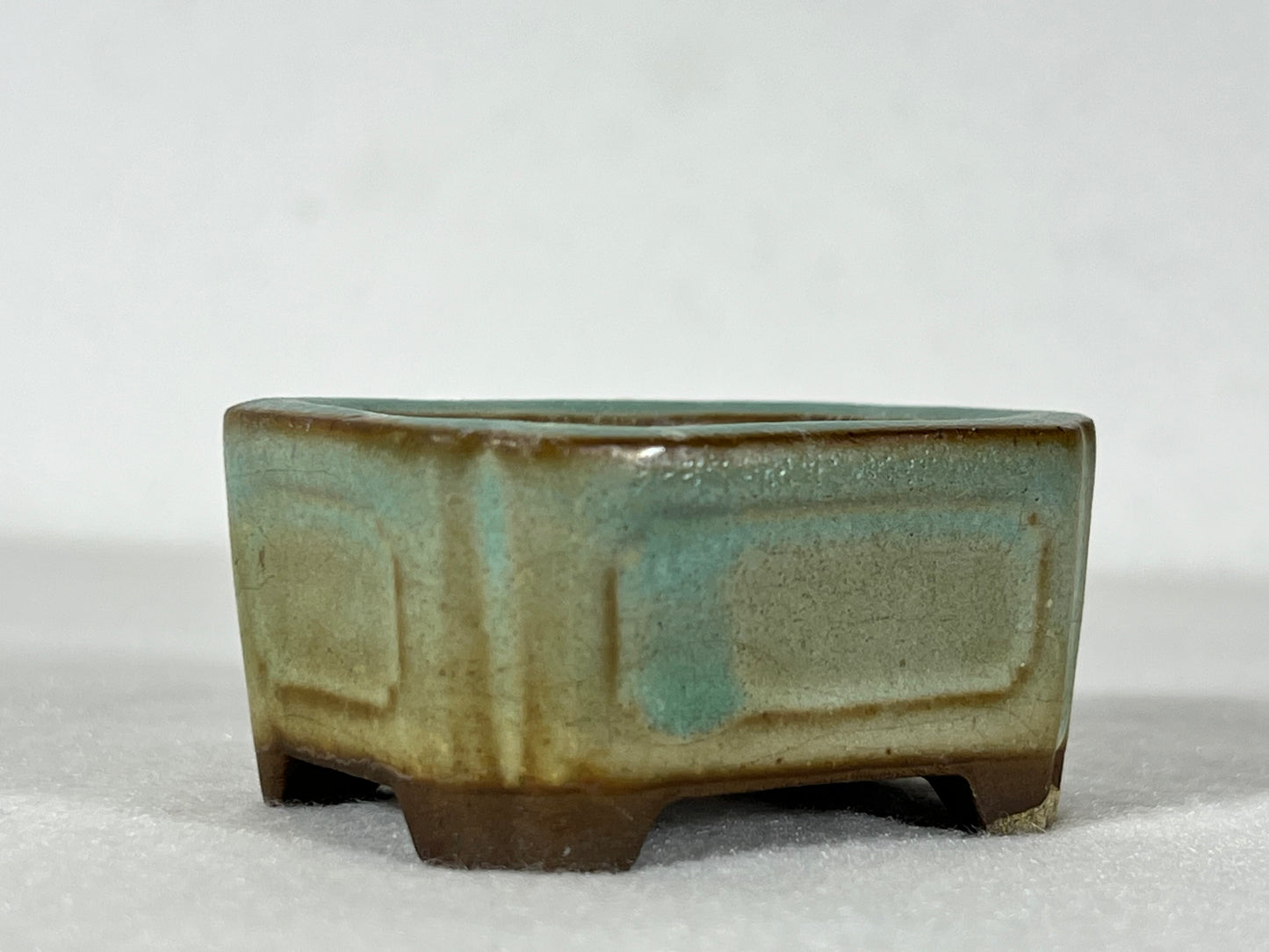 Preowned Japanese Tokoname Rectangular Bonsai Pot Tosui - 2.25” By 1.75”