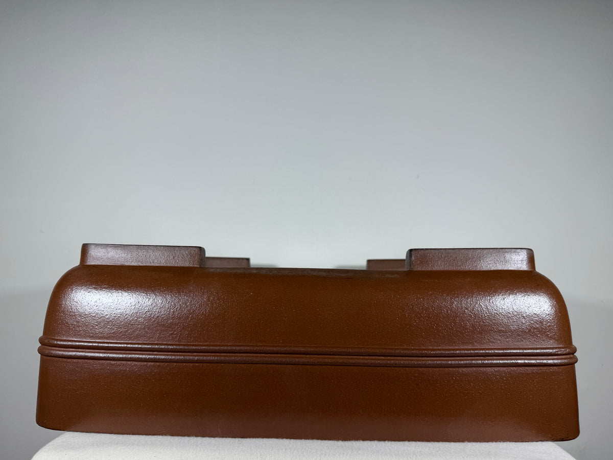 Preowned Japanese Tokoname Unglazed Rectangular Bonsai Pot Syouzan - 19.75” x 15.25” x 6.5”