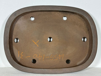 Preowned Japanese Tokoname Unglazed Rectangular Shallow Bonsai Pot Seizan - 12.25” By 9”