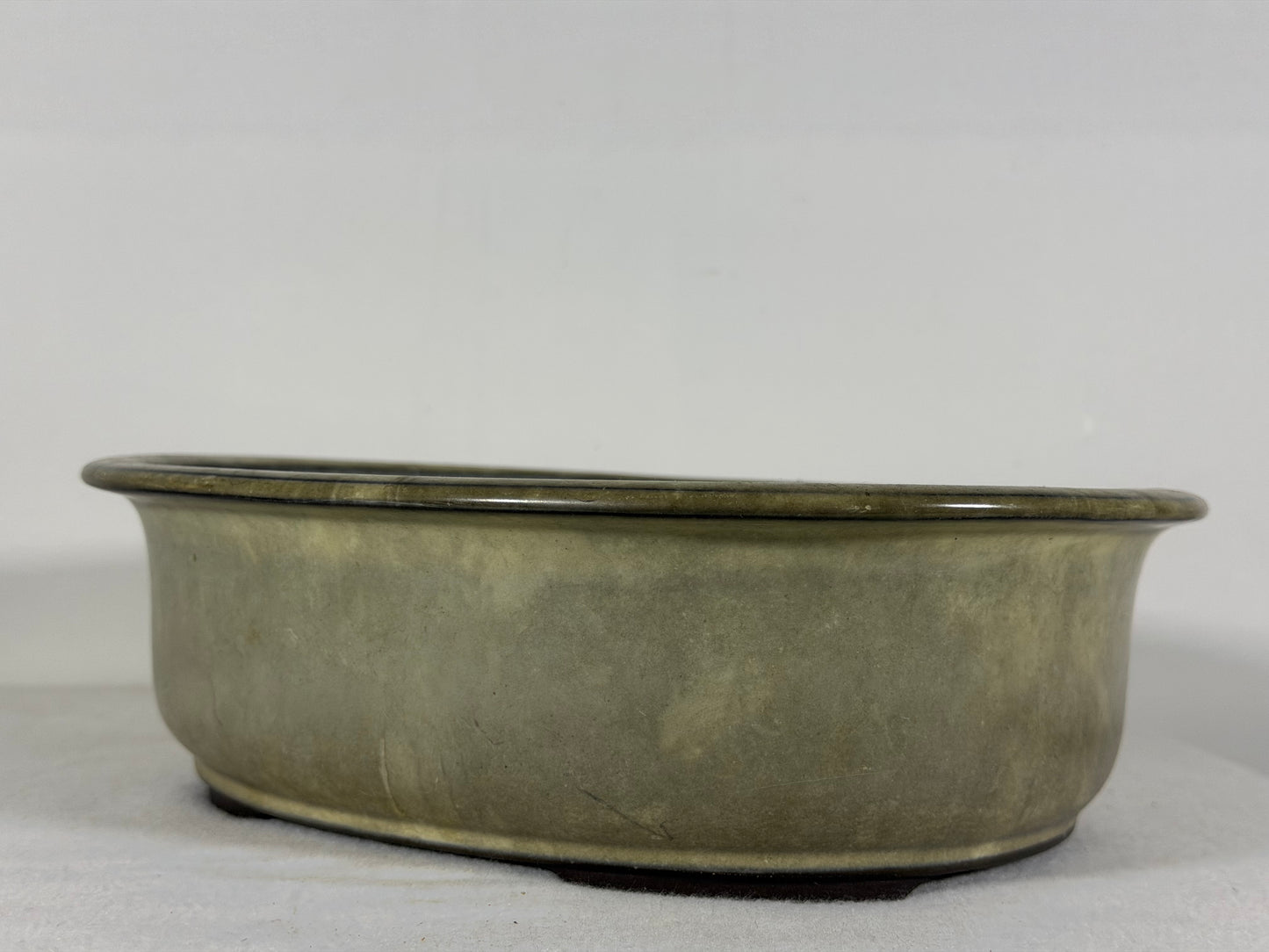 Preowned Japanese Tokoname Glazed Oval Bonsai Pot - 10.25” By 8.75”