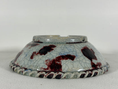 Preowned Japanese Tokoname Glazed Round Bonsai Pot Bunzan - 8.75” By 2 5/8”