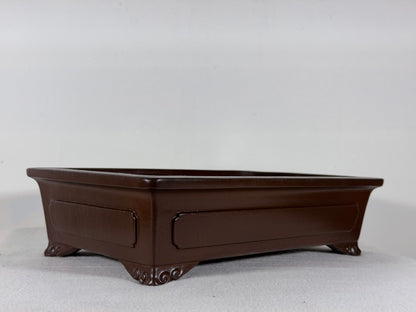 Preowned Japanese Tokoname Unglazed Rectangular Bonsai Pot Yamaaki - 12.25” By 8”