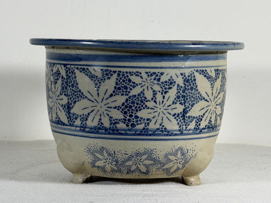 Preowned Old Japanese Glazed Round Bonsai Pot - 7.75” By 5.25”