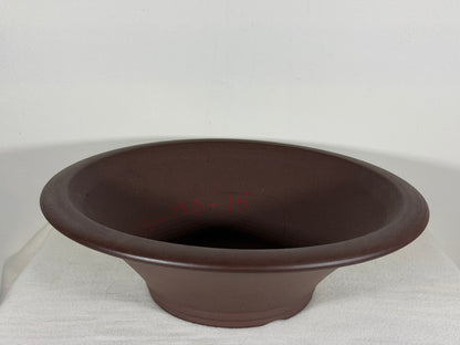 New Japanese Tokoname Unglazed Round Bonsai Pot Yamaaki - 12.75” By 4”