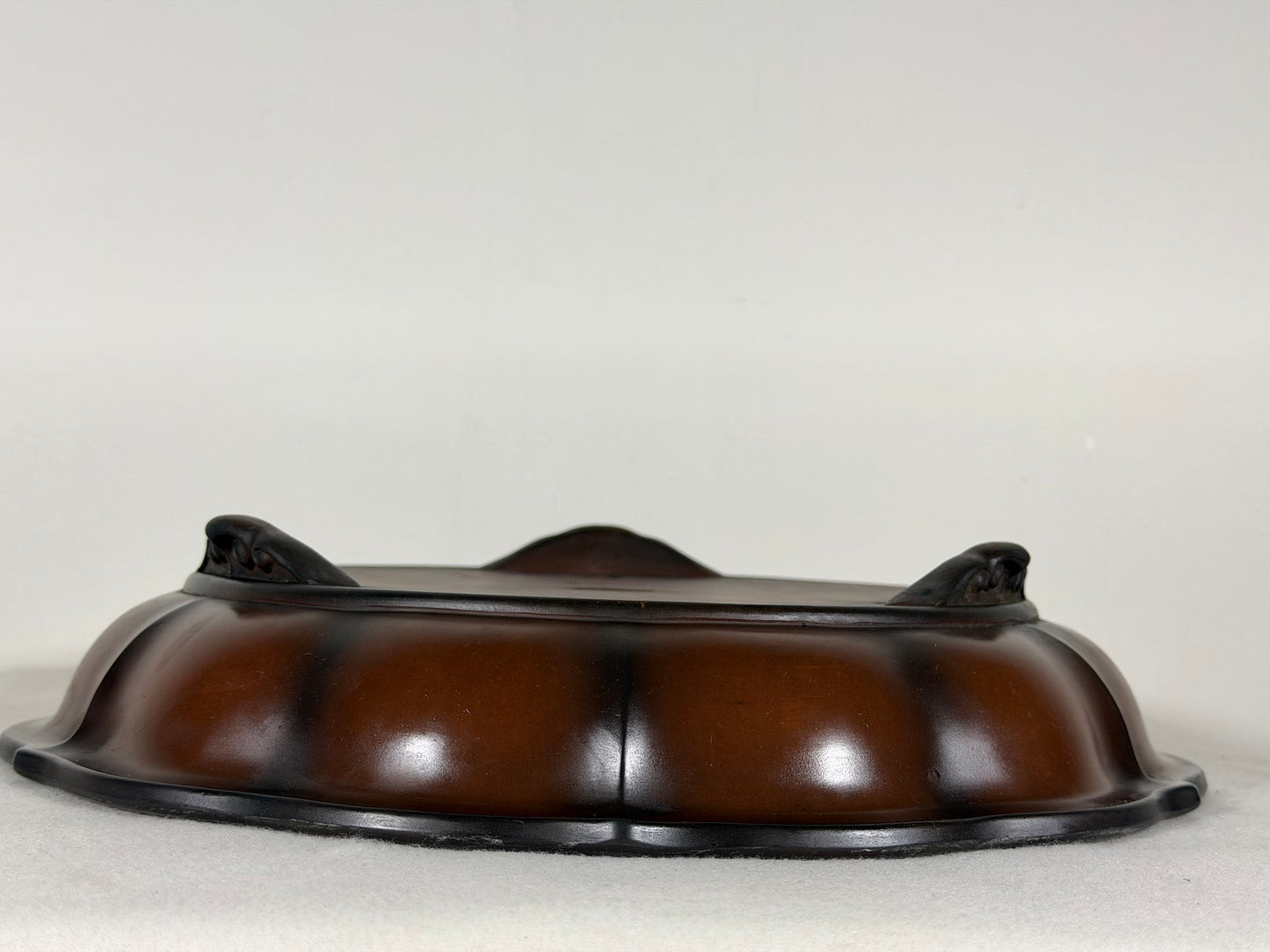 Preowned Japanese Tokoname Unglazed Rinka Style Bonsai Pot Houkidou - 12.5” By 2.5”