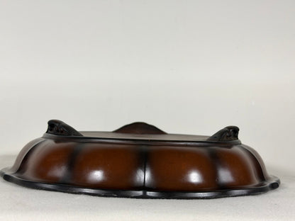 Preowned Japanese Tokoname Unglazed Rinka Style Bonsai Pot Houkidou - 12.5” By 2.5”