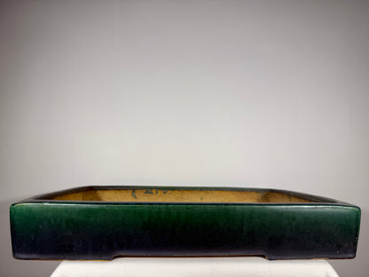 Preowned Japanese Tokoname Glazed Rectangular Bonsai Pot Syuhou Yoshimura - 22.75” By 15.75”