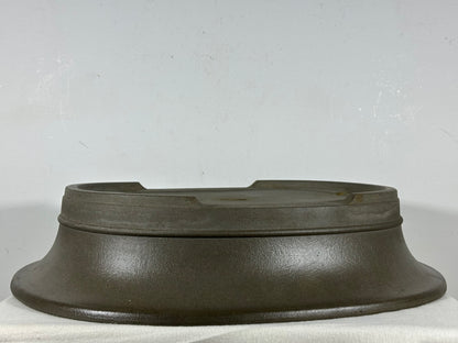 Preowned Japanese Tokoname Unglazed Oval Bonsai Pot Kisen - 17.5” By 14.5”